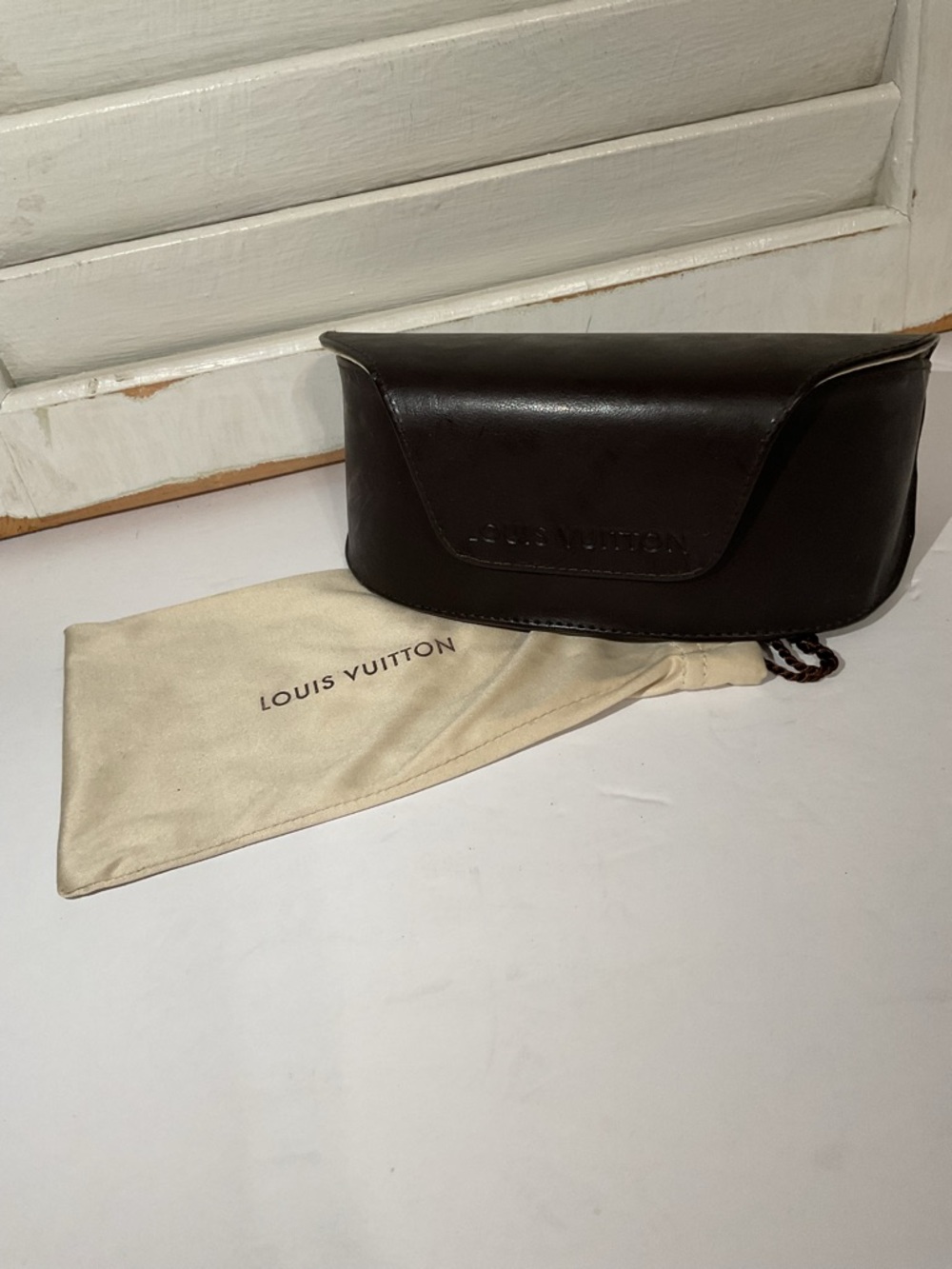 Louis Vuitton Dark Brown Leather Sunglasses Case with Dust Pouch - Picture 1 of 7